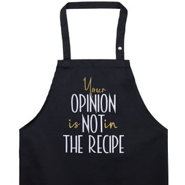 EXPRESS-STICKEREI Unisex Cooking Apron with Embroidered Design Funny Cooking Apron BBQ Apron for Women/Men Adjustable Bib Apron Kitchen Apron Gift BBQ Fans Hobby Chef Baker, Your opinion is not in the