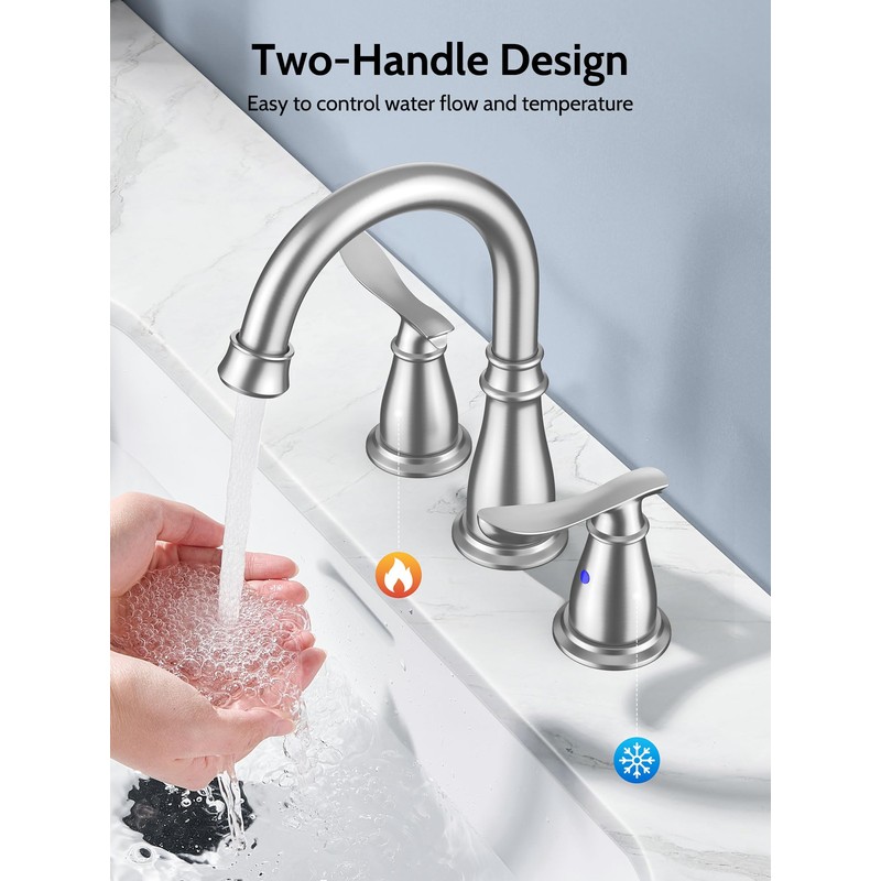 Kicimpro 3 Hole Bathroom Faucet with Pop -Up Drain for