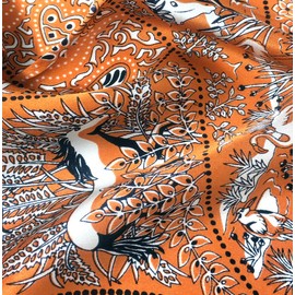 MEISEE Pure Mulberry Silk Scarfs Women Small Square Scarf 21" x 21" Breathable Lightweight Neckerchief Printed Headscarf (A-50 Flowers - orange)