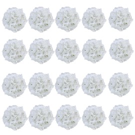 KISLOHUM 20Pcs Hydrangea Artificial Flowers Heads Fake Silk Flowers Full Silk Flowers with Stems Wedding Home Party Shop Baby Shower Decor (Pure White)