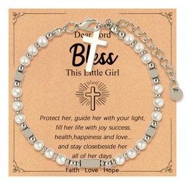 Easter Basket Stuffers for Teens Kids Womens, First Communion Baptism Bless Gifts for Women, Christian Cross Bracelet Jewelry, Faith Confirmation Baptism Christmas Birthday Gifts for Women