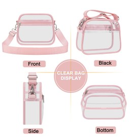 Oraben Clear Bag for Stadium Events Clear Purse Stadium Bag Satchel Handbags for Sports Events Concerts Festivals (Pink)