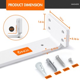 VANCASTLE Shelf Bracket, Floating Shelf Bracket 6 Inch, 6 Pack Heavy Duty Shelf Brackets, Metal Wall Shelf Brackets with 1/5 Inch Thick and Holds 160+lb, Brackets for Wood Shelves, White