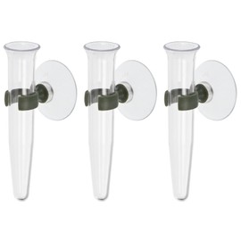 PATIKIL Floral Water Tubes with Suction Cup, 3 Pcs 0.6" ID 4" Plastic Wall Hanging Vase for Plants Flower Arrangement, Clear