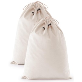 FantasyLife Shoe Bags for Travel, 2 PCS Washable Dust Bags for Storage & Packing, Flannel Shoe Pouch with Drawstring Closure for Purses, Handbags, Shoes & Toys (Beige)