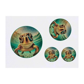 Azeeda 4 x 'Lächelnde Meeresschildkröte' Temporäre Tattoos - Wasserfest, Hautfreundlich & Ungiftig · Transfers in Verschiedenen Größen (TO00081852)