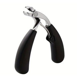 Professional Toenail Clipper, Angled Head, Stainless Steel with Non-Slip Handle, Black