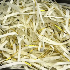 YIYIWANG 100g Shredded Paper Shredded Tissue Paper for Gift Decoration Hamper Filling and Gift Packaging Gift Boxes Golden Silk White