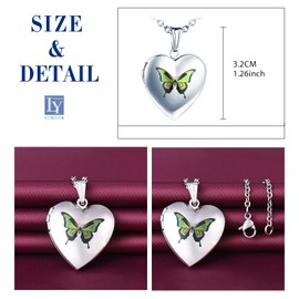 Yumilok Locket Chain Women's Necklace Love Heart Butterfly Amulet Locket for Opening Pictures Photo Gifts for Girlfriend Wife Mother, Stainless Steel