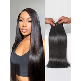 LUVME Silky Straight Seamless 2 Pack 220g 14Pcs Clip in Hair Extensions Full Max with 16inch Remy Human Hair Extensions, Natural Black 100% Real Soft Human Hair Extensions