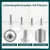 M6 Schrauben Silber, 25 Stück Flachkopfschrauben M6x16mm, Linsenkopfschrauben Edelstahl, Edelstahlschrauben