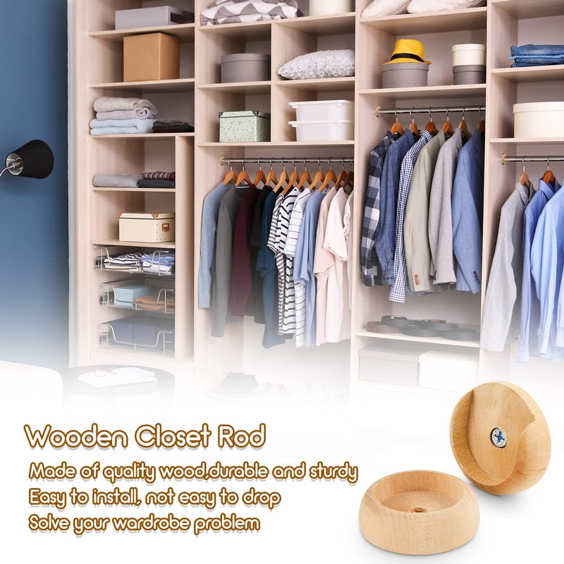 Yookeer 10 Pack Wooden Closet Pole Sockets Closet Pole Holder
