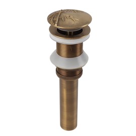 Pop Up Sink Drain Vintage Sink Vessel Drain Stopper Plant Pattern Brass Quick Drainage Sink Parts for Bathroom Basin Without Overflow
