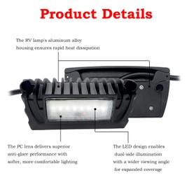 Vcanuplms RV Exterior Lights, Waterproof Aluminum LED Porch Light for RV Camper Trailer Truck 5th Wheel Towing Utility Vehicle, Low Current Energy Efficient Scene Lighting, 12V/24V
