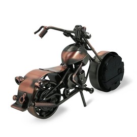 Boerni Creative Retro Motorcycle Model Clock Metal Moto Collection Shelf Clock Iron Art Modern Home Office Decor Ornaments Gift for Father Man Motorbike Lovers