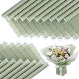 FUHITIM 20 Sheets Flower Wrapping Paper - Waterproof Floral Bouquet Wrapping Paper, Florist Supplies Packaging Paper for Wedding Birthday Gift DIY Crafts (Green)