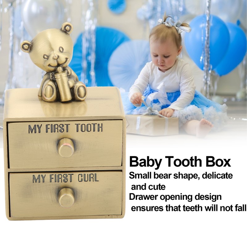 Tooth Box Metal Cute BearShape Storage Case with 2 Drawers