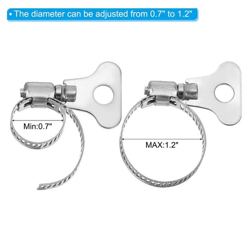 PATIKIL Adjustable Flagpole Clips 0.7-1.2 Inch, 4 Pcs Stainless Steel