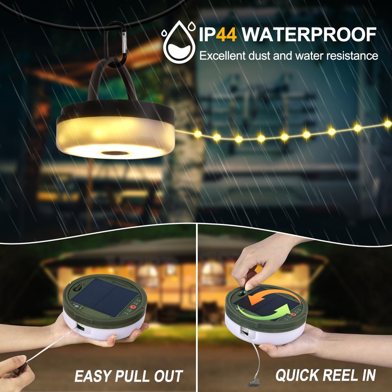 SMY Lighting 4 in 1 Solar Camping String Lights, 72.2Ft