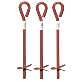 Midwest Air Technologies (3) Midwest  901111A 3" x 15" Red Metal Screw In Twist Tree Stake Ground Anchors
