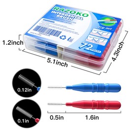 RAZOKO Interdental Brush, Flossing Head,Easy Use Tooth Cleaning Tool 176 Count (2.5mm/3mm)