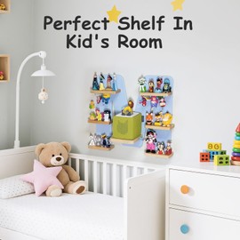 UGQIN Tonie Shelf for Tonie and Tonie Box - Magnetic Tonie Wooden Floating Shelf for Tonie Storage, Tonie Box Shelf Wall Mounted for Kids (Pink)