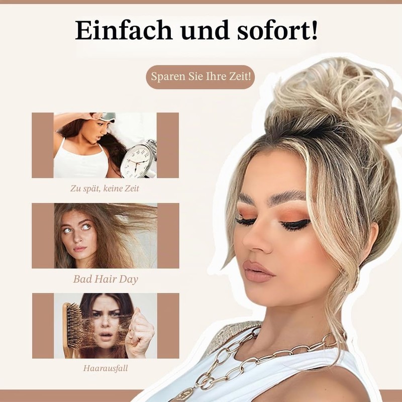 XFSRG Real Hair Extensions with Clip Messy Hair Bun for