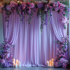 20x10ft Wrinkle Free Lavender Backdrop Curtain for Parties Soft Fabric Drapes Wedding Curtain Backdrop for Birthday Party Decorations Background for Photography 5x10ft,4 Panels