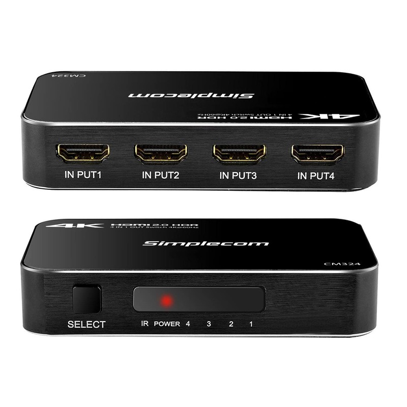 Simplecom CM324 4 Way HDMI 2.0 Switch with Remote 4