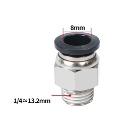 10 Pcs Straight Pneumatic Connectors, Black Air Hose Push to Quick Connect Brass Fittings Adapter, 8mm x 1/4" Male Thread