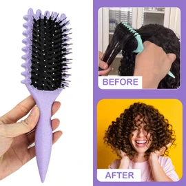 New Curly Hair Brush 2025 Newest Brush Less Pulling Styling Brush for Men and Women, Curl Brush,Boar Bristle Hair Brush Styling for Detangling (Purple)