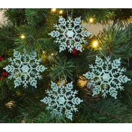 Christmas Concepts® Pack of 12-10cm Glitter Snowflake Hanging Decorations - Christmas Decorations (Mint Green)