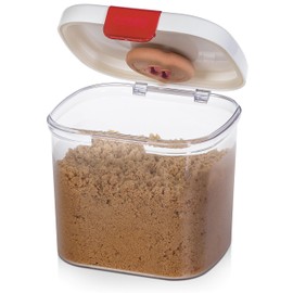 Prep Solutions por Progressive harina Keeper con construido en Nivelador, Contenedor para azúcar morena, White/red/clear, 1.5 Quart, 1