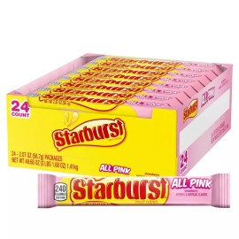 STARBURST All Pink Fruit Chews Candy Bulk Pack 24 Count Strawberry Flavor