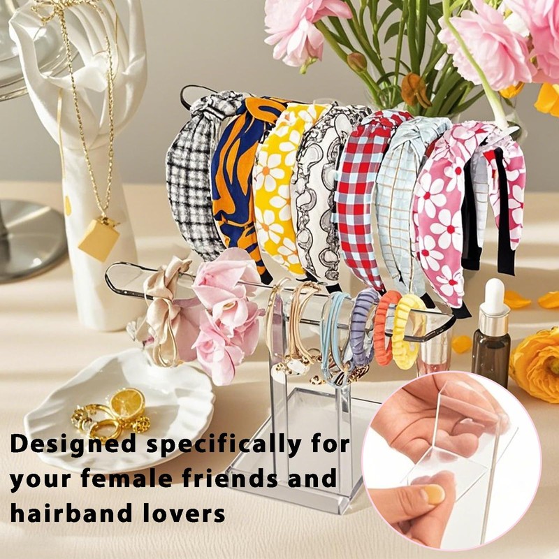 Raheem Headband Holder 2-Layer Acrylic Hairband Display Stand Transparent Scrunchie
