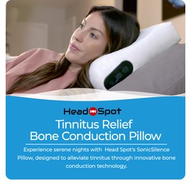 Head Spot SonicSilence Bone Conduction Pillow for Tinnitus Relief - Bluetooth Enabled, Comfort Design - White