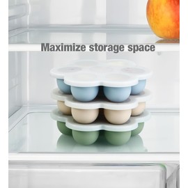 PandaEar 3 Pack Baby Food Freezer Tray with Lids, Silicone Baby Food Storage Container for Homemade Baby Food, Purees, Breastmilk (Blue/Green/Carnation)
