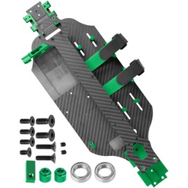 RCarmubWow RC Carbon Fibre Chassis Armor Skid Plate Protecter Guard Upgrades Part for 1/10 Slash 4X4 4WD VXL,Front Center Rear Chassis Guard Plate,Green