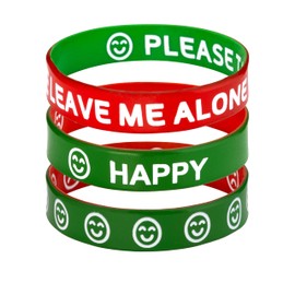 Medical ID Me Set of 3 Happy Sad Wristbands Express Emotions Feelings Children's Autism UK (Small 15cm)