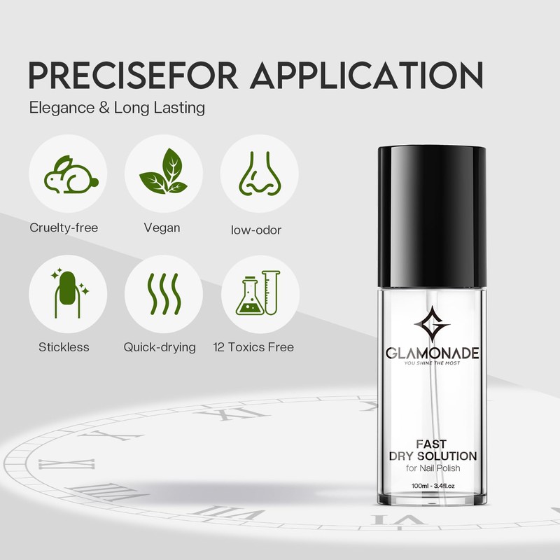 Glamonade Fast Dry Solution for Nail Polish Smoothness Air Dry