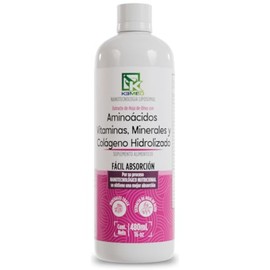 Aminoácidos, Vitaminas, Minerales y Colágeno con Extracto de Hoja de Olivo | Nanotecnología Liposomal | Suplemento de Fácil Absorción 480 Ml | Nanonut