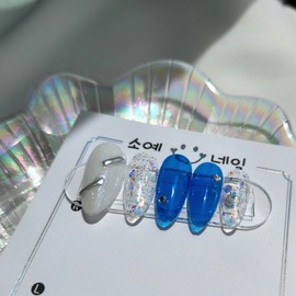 Deep Ocean Handmade Nail Tips - Short Oval / 딥 오션 수제네일팁 - 숏오발