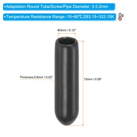 PATIKIL 100pcs 3mm Vinyl Rubber End Caps Flexible Bolt Screw Cover Caps Round Thread Protector Caps for Metal Tubing Rod Bolts Black