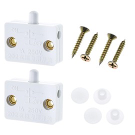 Cupboard Door Switch 1A/250A, Cupboard Light Control Switch, Pressure-sensitive Touch Lamp, for cabinets and shoe cabinets(White,2pcs)