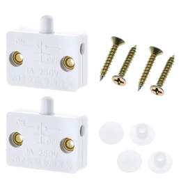 Cupboard Door Switch 1A/250A, Cupboard Light Control Switch, Pressure-sensitive Touch Lamp, for cabinets and shoe cabinets(White,2pcs)