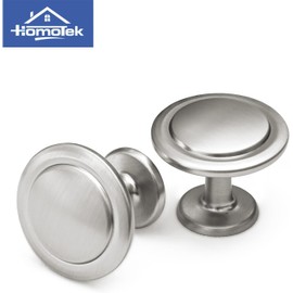 HOMOTEK 20 Pack Cabinet Knobs Drawer Pulls Zinc Stepped Round Dresser Handles,Kitchen,Cupboard, Bathroom, Wardrobe, Cabinet Hardware,Brushed Nickel