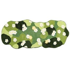 Cute Moss Flower Bath Rugs Green Bathroom Rug Non Slip Ultra Soft Absorbent 3D Moss Carpet Washable Water Moss Carpet Bed for Bathroom Bedroom Kitchen Living (Green, 2ftx4ft)