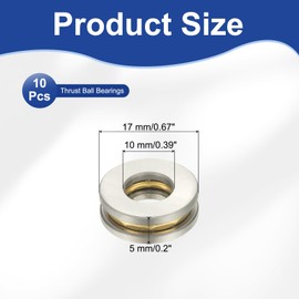 PATIKIL Thrust Ball Bearings 10x17x5 mm, 10 Pcs Chrome Steel Miniature Single Row Roller Miniature Ball Bearings for Conveyor Systems Machine Tools, Silver