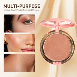 Bronzer Powder, Creamy & Highly Pigmented Formula, Long Wearing Bronzing Powder for a Sun-Kissed Complexion, Vegan & Cruelty Free (Sunset Bronzer)