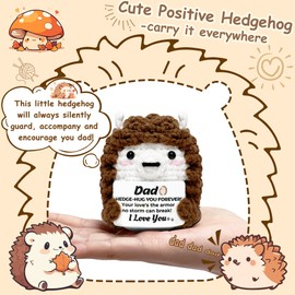 Mini Hedgehog Fathers Day Dad Gifts from Daughter Son Wife, Birthday Gifts for Dads Fathers Men Present, I Love You Dad Gift for Daddy Bonus Step Father, Emotional Support Positive Crochet Hedgehog